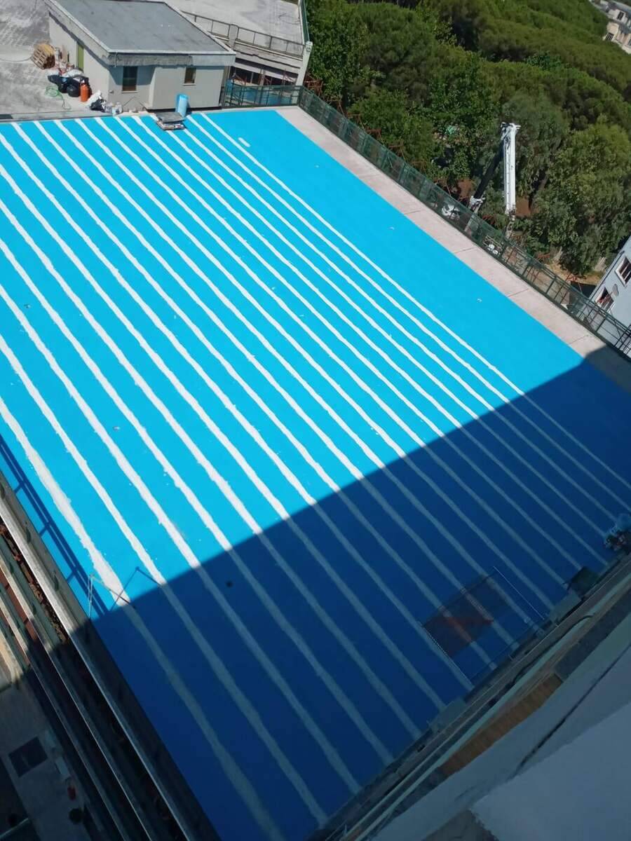 Vista aerea della membrana impermeabilizzante posata